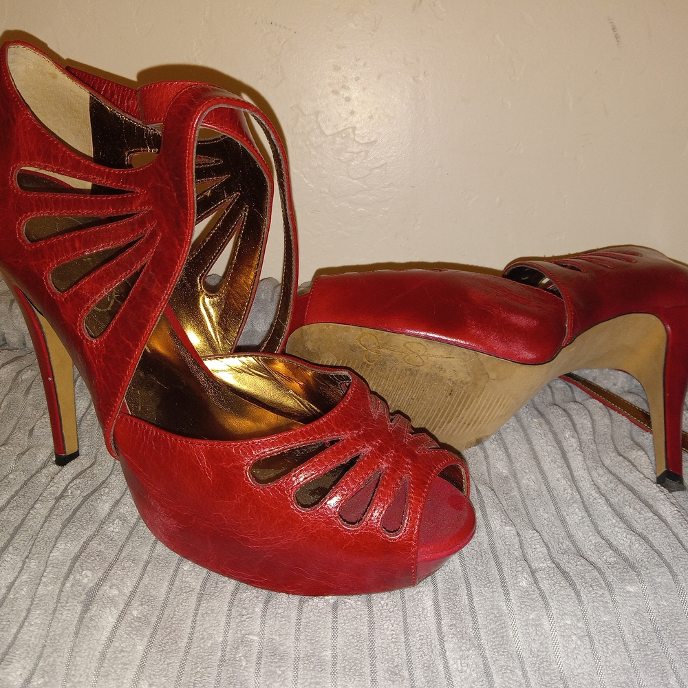 Jessica Simpson Red Peep-Toe Heels